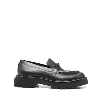 Ferragamo Gancini Chunky Leather Mocassini - - Shoes - Uomo - Nero - 43 1/2 EU