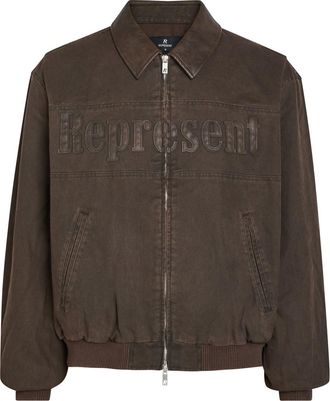 Represent Roscoe Logo-appliqu&eacute;d Cotton-twill Bomber Jacket - Brown - XL