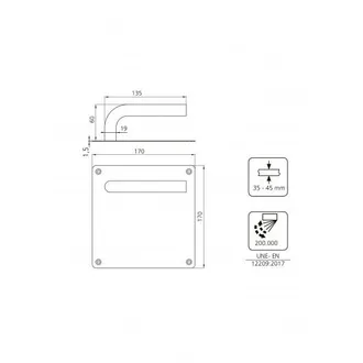 Emuca Juego De Manillas Con Placa De 17x17 Cm Para Puertas De Interior, Forma En L, Acero Inoxidable, N&iacute;quel Satinado - Emuca