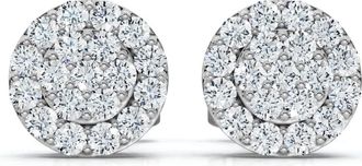 Pompeii3 Tiny Diamond Pave Halo Earrings Studs 10K White Gold W/ Screw Backs 4mm