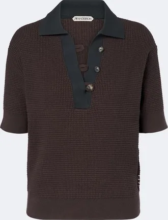 J.W.Anderson Waffle-knit cotton and cashmere-blend polo shirt