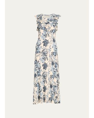 Ulla Johnson Valentine Floral Flutter-Sleeve Midi Dress