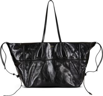 Balmain Track Zips Calfskin Tote Bag in Black at Nordstrom