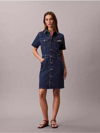 Calvin Klein Jeans Calvin Klein Womens Denim Mini Trucker Dress - Blue - XL