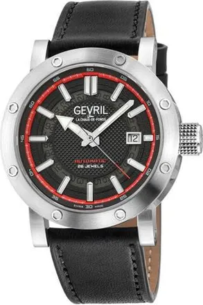 Gevril Group Flat Iron Limited Edition Leather Strap Watch, 42mm in Black at Nordstrom Rack