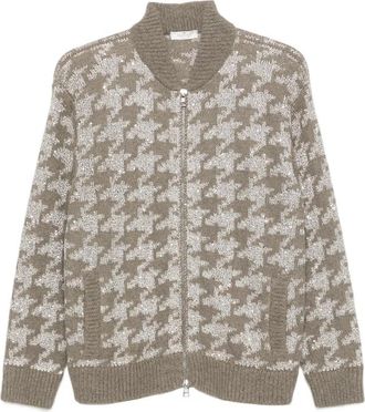 PANICALE Houndstooth-pattern Sequin-embellished Cardigan