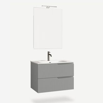 Aqa Mobile Bagno Sospeso Con Specchio E Led 80cm Venere - Grigio