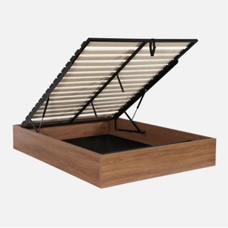 Sweeek Letto contenitore con rete a doghe 140x190cm decorazione legno