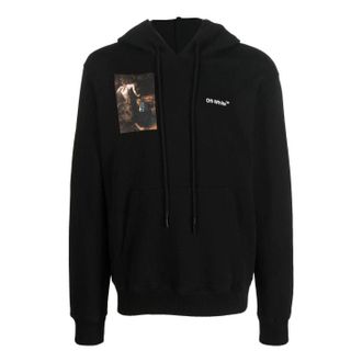 Off-white Mens Off-White FW22 Character Printing Hooded Long Sleeves Loose Fit Black OMBB097C99FLE0101001