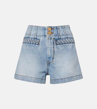 Zimmermann Shorts Indra de denim de tiro alto