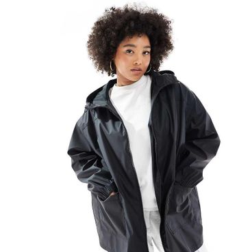 Asos Curve ASOS DESIGN Curve rubberized rain coat in black