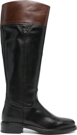 Nero Giardini Leren laarzen met logodetail - Zwart