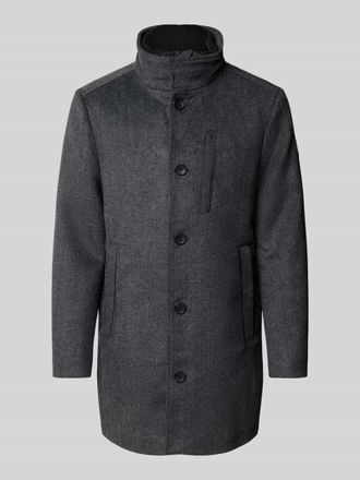 Tom Tailor Regular Fit Wollmantel mit Stehkragen in Dunkelgrau Melange, Größe XXXL