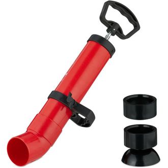 Relaxdays Desatascador De Tuber&iacute;as A Presi&oacute;n, 2 Accesorios, Para Ducha, Fregadero, Destapador Sin Qu&iacute;micos, Negro/rojo - Relaxdays