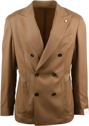 Luigi Bianchi Mantova Blazer Doppiopetto - Heren - Blazers - Bruin - 2XL - Wol - Jassen