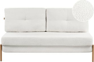 Beliani Sof&aacute; Cama Cojines 2 Plazas Estilo Escandinavo Tapizado En Boucl&eacute; Blanco Edland