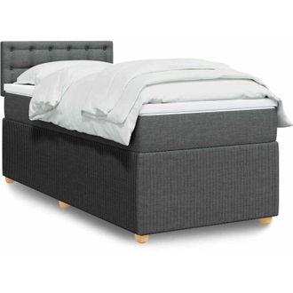 vidaXL Cama Box Spring Con Colch&oacute;n Tela Gris Oscuro 90x200 Cm Vidaxl