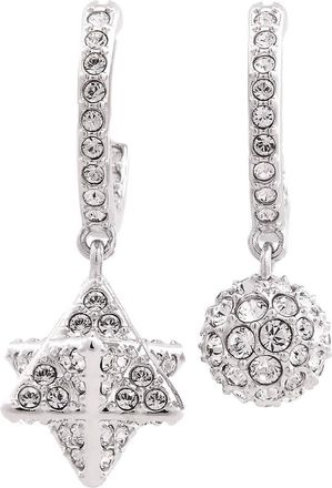 Swarovski Dextera Pierced Earrings Mini Hoop Star & Sphere Rhodium Shiny Crystal