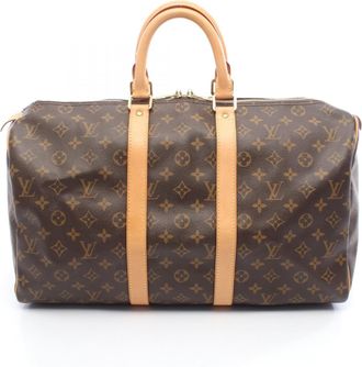 Louis Vuitton Brown Coated Canvas Leather Boston Bag (Pre-Owned)