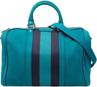 Gucci Pre-owned Handbags, female, Blue, Size: ONE SIZE Pre-owned Vintage Canvas Handbag