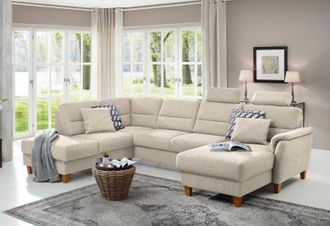 HOME AFFAIRE Wohnlandschaft »Palmera U-Form, B: 308 cm« optional Bettfunktion & Bettkasten, Federkern