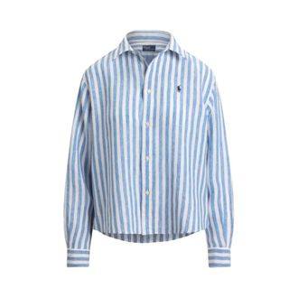 Ralph Lauren Shirts, female, Multicolor, Size: XS Linen Striped Blouse