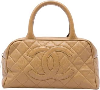 Chanel Pre-owned Vintage Quilted Caviar Handbag - Dames - Vintage Handtas - Beige - ONE Size - Leer - Vintage