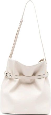 Emporio Armani Shoulder Bags, female, White, Size: ONE SIZE Smooth Leather Bucket Bag