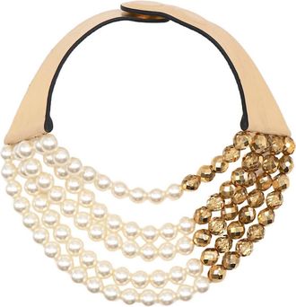 Fairchild Baldwin Womens Audrey Glass Crystal Necklace In Pearl/gold