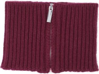 SA SU PHI Ribbed Knit Scarf With Central Zipper In Deep Red