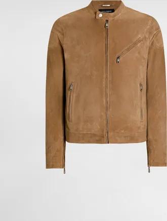 Dolce & Gabbana Lambskin Leather Jacket - Man Beige 48