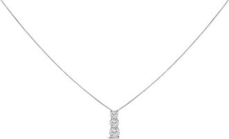 House of Brilliance 14K White Gold 1/2 Cttw Lab Grown Diamond Three Stone Pendant Necklace