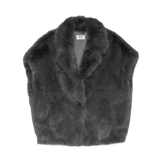 Betta Corradi Gilet con Bavero in Eco-Pelliccia - - Jackets - Donna - Grigio - M