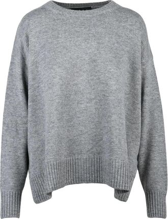 ICONA Heathered Grey Oversized Crewneck Sweater with Ribbed Edges
