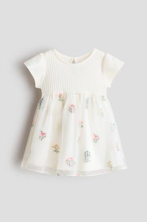 H&M Embroidered Tulle-skirt Dress in White/floral at Nordstrom, Size 18M