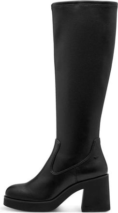 Tamaris Banana Heel Enkellaarsjes - Dames - Laarzen met Hak - Zwart - 40 EU - Leer - Schoenen