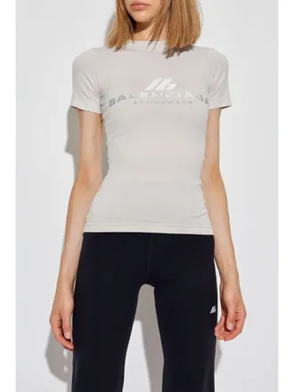 Balenciaga Logo-Printed Cotton Blend T-Shirt - White