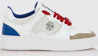 Philipp Plein Sneakers basse in pelle e suede bicolore con logo Hexagon