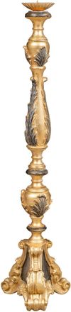 Biscottini International Biscottini - Candelabro De Madera Con Hoja De Oro Antiguo Y Acabado Negro Hecho En Italia