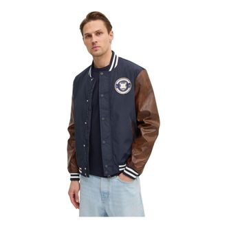 Guess Jassen, Heren, Blauw, S, Polyester, Varsity Bomber