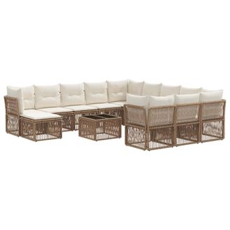 vidaXL Conjunto De Sof&aacute;s De Jard&iacute;n 13 Pcs Beige Rat&aacute;n Sint&eacute;tico Vidaxl