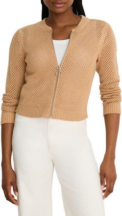 Nic+Zoe Zip Front Knit Cardigan in Caramel at Nordstrom, Size Xx-Large