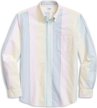 Brooks Brothers Friday Oxford Shirt in Multi Arch Ivy Stripe at Nordstrom, Size Xx-Large