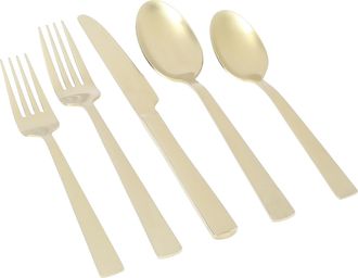 Gibson Home Earlston 20 Piece Stainless Steel Flatware Set in Champagne Gold