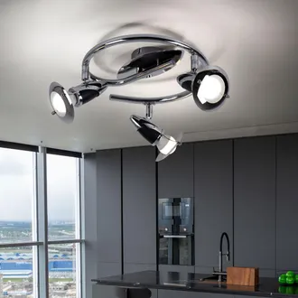 Globo Lighting Plafoniera Led Spot Rondell Plafoniera 3 Fiamme Metallo Legno Lampada Da Sala Da Pranzo Faretto Led Da Soffitto Rondell, 3x E14 Led, 30x17,5 Cm, Soggi