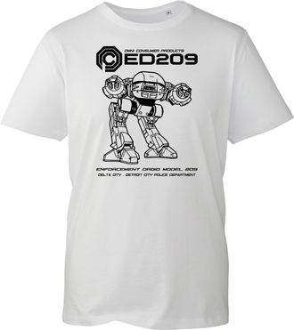 Generic ED209 Robot T-Shirt, Funny Retro Iconic Star Space Movie Themed Drone Bot Wars Shirt, Gift Unisex Tee Top (White, L)