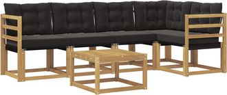 vidaXL Conjunto De Sof&aacute;s De Exterior 6 Uds. Blanco Y Negro Vidaxl