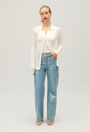Claudie Pierlot Jean Claude droit effet paillet&eacute; bleu