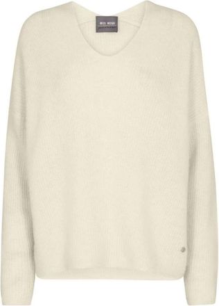 Mos Mosh Alpaca Wol V-Hals Trui - Ecru - Dames - V-hals truien - Beige - XL - Wol - Truien & Vesten