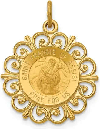 Diamond2Deal 14k Yellow Gold Saint Francis of Assisi Medal Pendant